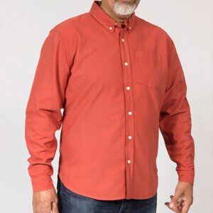 Oxford Button Down Men's Shirt Garment Dye Rust Red